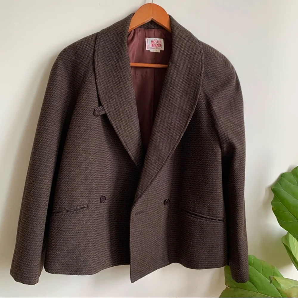 VINTAGE Mister Leonard Blazer Jacket Brown Tan Wool 8 - Picture 6 of 10
